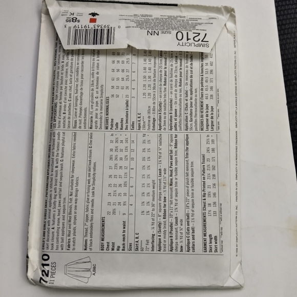 Simplicity Sewing Pattern 7210 Girls Circle Skirt Poodle Skirt Size 8-14 Cats - Picture 2 of 2